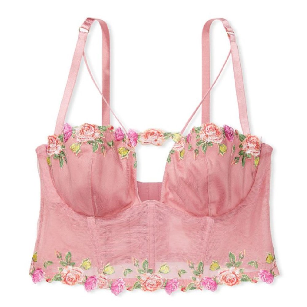 $80 NWT Victoria’s Secret rare floral corset bra medium (fits C-DD) - Picture 2 of 3